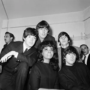 The Beatles with singer Mary Wells, ahead of the start of their UK tour with 18. 15 and 20