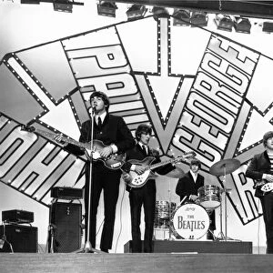Beatles on stage in Blackpool for their appearnace on the Blackpool Night Out TV show 19