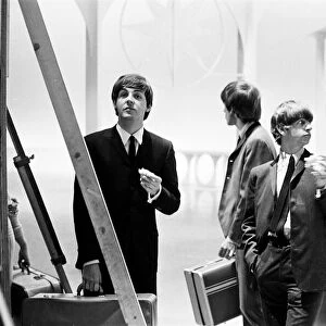 The Beatles, Teddington TV Studios. Break during recording of music