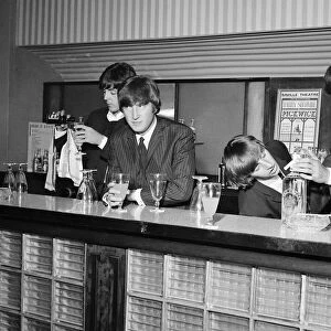 The Beatles in the Theatre Bar at the Prince of Wales Theatre, London