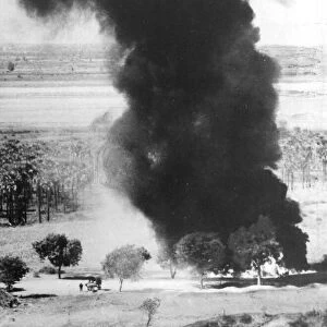 Beaufighter planes trike oil in Burma. Picture taken between Kyaukpadung