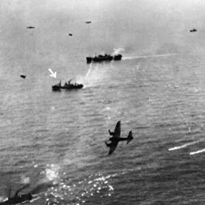 Beaufighters of RAF Coastal Command escorted by Spitfires of Fighter Command