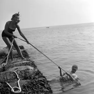 Beauty contest contestant at Ventnor, UK. 14th July 1959