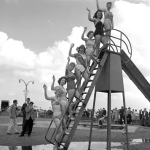 Beauty contest girls at Lowestoft, UK. 26th July 1959