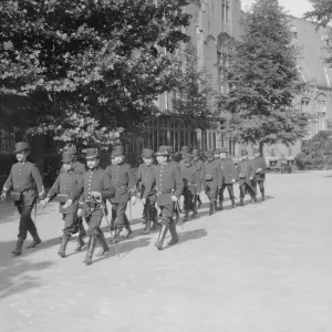 Belgian Civil Guard contingent seen here at the temporary prison for captured German