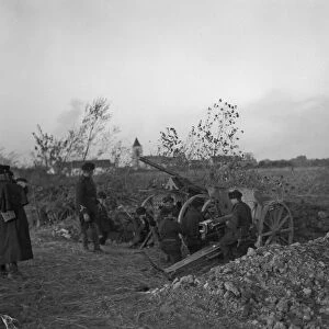 Belgian field artillery seen here in action at Diksmuide during the Battle of the Yser