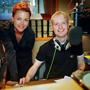 Belinda Carlisle June 1996 Singer pictured with Radio Forth FM DJ Darren