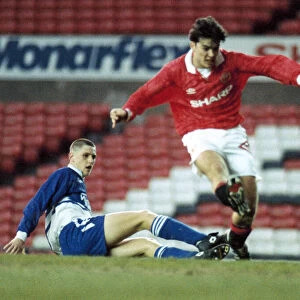 Ben Thornley scores for Manchester United youth team during the match against Millwall