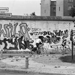 The Berlin Wall. Pictured is the West wall, covered in graffiti. 6th August 1984 The Berlin Wall. Pictured is the West wall, covered in graffiti. 6th August 1984