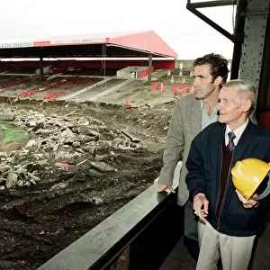 Bernie Slaven and Wilf Mannion watch as Ayresome Park, the home of Middlesbrough F