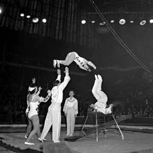 Bertram Mills Circus - acrobats tumbling December 1957
