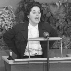 Betty Boothroyd speaks at the Labour Party Conference in Brighton. 2nd October 1957 Betty Boothroyd speaks at the Labour Party Conference in Brighton. 2nd October 1957