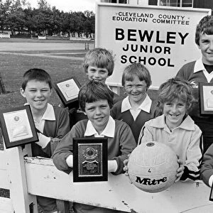 The Bewley Junior Schools six-a-side soccer team proudly display their runners-up