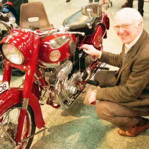 Big Bike Show - Eddie Saint with his 1958 Ariel Square 4 which was exported to Australia Big Bike Show - Eddie Saint with his 1958 Ariel Square 4 which was exported to Australia