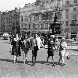Big thrill for four girls who have flown to London - the swinging city - to attend Big thrill for four girls who have flown to London - the swinging city - to attend