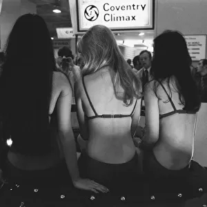 Bikin clad models on the British Leyland stand at the 1971 Earls Court motor show 19th