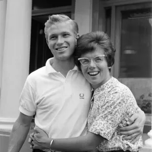 Billie Jean King and her husband Larry before they leave for Wales where Billie Jean Billie Jean King and her husband Larry before they leave for Wales where Billie Jean