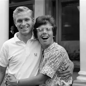 Billie Jean King and her husband Larry before they leave for Wales where Billie Jean Billie Jean King and her husband Larry before they leave for Wales where Billie Jean