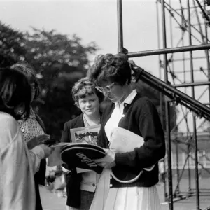 Billie Jean King signs autographs at the Northern Lawn Tennis Tournament Print Billie Jean King signs autographs at the Northern Lawn Tennis Tournament Print