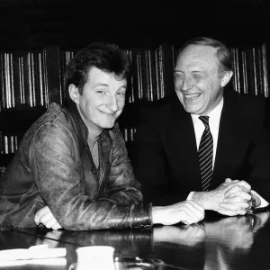Billy Bragg Singer with Neil Kinnock MP discussing his Jobs for the Youth Tour which also
