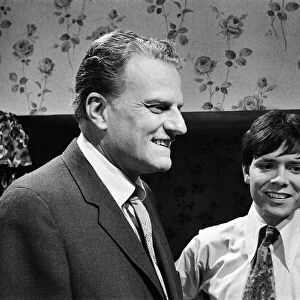 Billy Graham visits Goldhawk Studios, where the film Two a Penny was being made