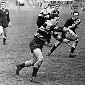 Billy Hullin, Cardiff Rugby Union Player, match action, kicks to touch as he is