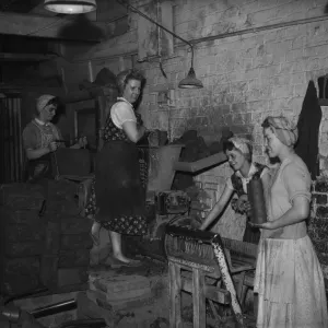 Bilston Pottery 1958 Print: Measuring and Cutting Clay