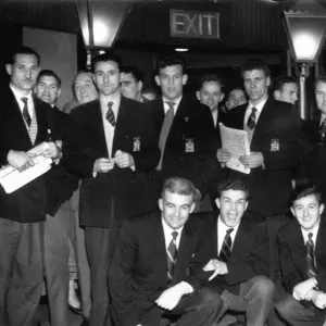 Birmingham City football club players pictured at a London casino. 2nd March 1956 Birmingham City football club players pictured at a London casino. 2nd March 1956