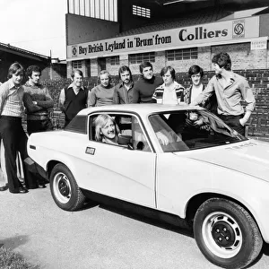 Birmingham City footballers looking at the new TR7 Sports car that one of them could win