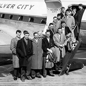 Birmingham City players and manager before boarding their plane for Portsmouth
