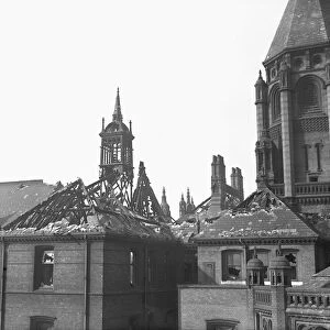 Birmingham General Hospital damaged by incendiary bombs during an air raid on the city