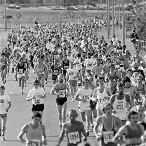 Birmingham Marathon, the start at the NEC. Birmingham, West Midlands. 20th September 1981