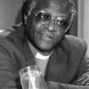 Bishop Desmond Tutu at Kings College during a press conference Bishop Desmond Tutu at Kings College during a press conference