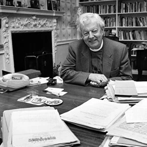The Bishop of Durham, David Jenkins, in his study at the Bishops Palace, Bishops Auckland