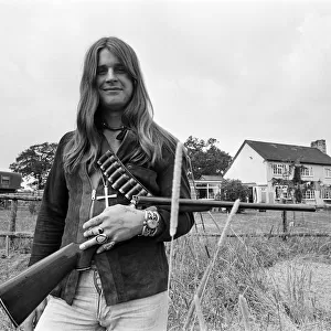 Black Sabbath lead singer Ozzy Osbourne out with his shotgun at his Staffordshire home