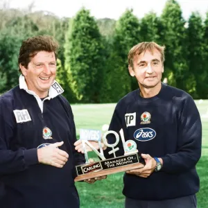 Blackburn Rovers manager Roy Hodgson holding the Carling Manager of the Month Award with Blackburn Rovers manager Roy Hodgson holding the Carling Manager of the Month Award with