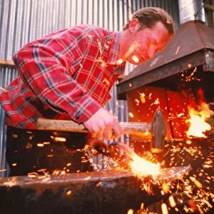 Blacksmith Craig Knowles at work in his forge
