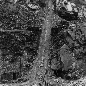 Print of Blaenau Ffestiniog Slate Mill Incline, Wales, 1970