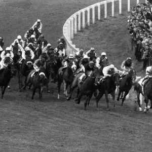 Blakeney in 10th place at Tattenham Corner and the eventual Derby Winner at Epsom - June