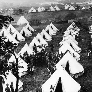 A blanket tossing interlude for the Manchester Battalions in training at Heaton Park