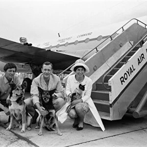 Blue Peter flies to the Far East. Pictured at RAF Lyneham are presenters John Noakes