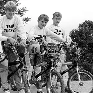 BMX bike fans, left to right, Jonathan Tucker, Richard Harrison and Kevin Hayes