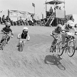 BMX Racing in The Midlands. June 1985. BMX racing is a type of off-road