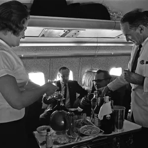 BOAC Steward and Stewardess Serving Drinks, Print BOAC Steward and Stewardess Serving Drinks, Print