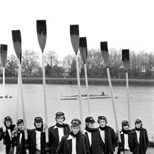 Boat Race / University. Oxford crew to win in style. In the foreground John Calvert (Cox