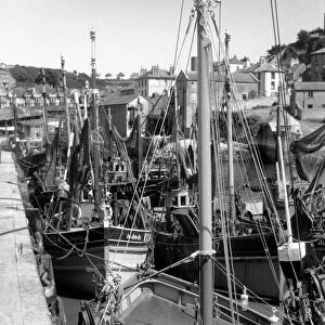 Boats of Fishing fleet at Brixham, Devon, which are laying idle in harbour during