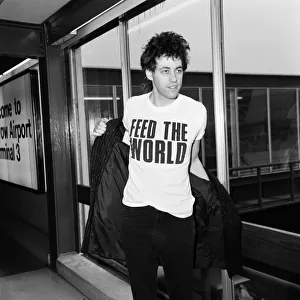 Bob Geldof at Heathrow airport shortly after the release of "Do They Know It