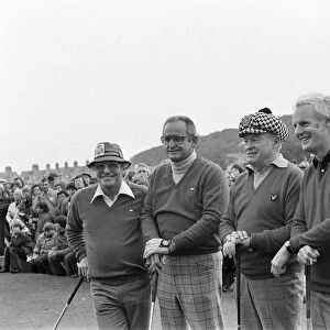 Bob Hope, American comedian and actor, playing golf in Scotland