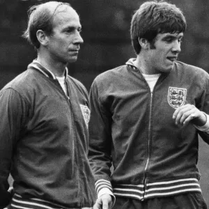 Bobby Charlton and Emlyn Hughes Print - England Football Training Session Bobby Charlton and Emlyn Hughes Print - England Football Training Session