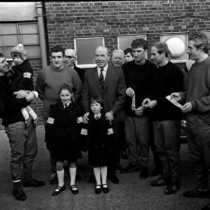 Bobby Charlton other members of Man Utd 1967 schoolgirls and safety armbands